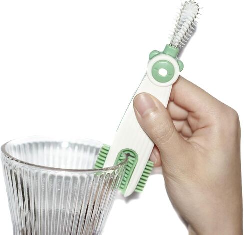 مجموعة فرش تنظيف فجوات غطاء الكوب 3 في 1 مع فرشاة تنظيف بماصة واحدة، فرشاة تنظيف غطاء الكوب متعددة الوظائف، فرش تنظيف صغيرة للحلمة، غطاء زجاجة المياه، أدوات تنظيف المطبخ المنزلي - أخضر in Kuwait