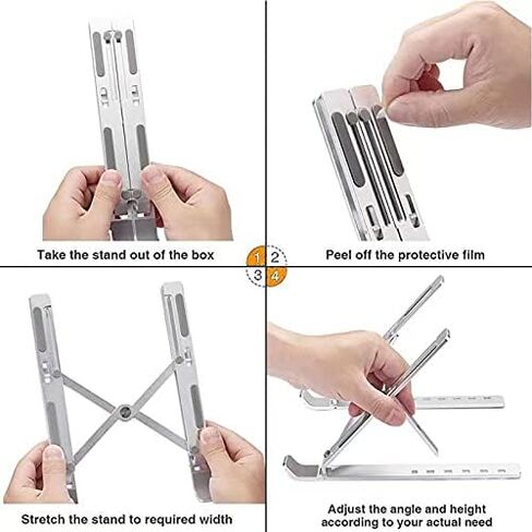 Laptop Stand, Adjustable Height Portable Laptop Riser, Ergonomic Collapsible Aluminum Alloy Laptop Stand ,Compatible with MacBook, iPad, HP, Lenovo, Dell, 10-15.6" Laptops & Tablets in Saudi Arabia