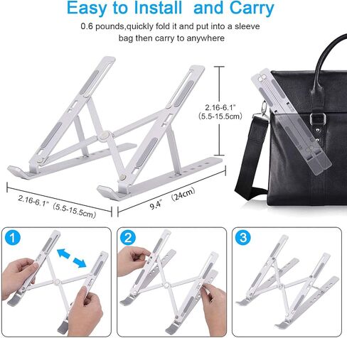 Laptop Stand, Adjustable Height Portable Laptop Riser, Ergonomic Collapsible Aluminum Alloy Laptop Stand ,Compatible with MacBook, iPad, HP, Lenovo, Dell, 10-15.6" Laptops & Tablets in Saudi Arabia