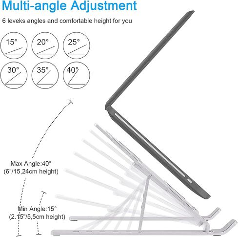 Laptop Stand, Adjustable Height Portable Laptop Riser, Ergonomic Collapsible Aluminum Alloy Laptop Stand ,Compatible with MacBook, iPad, HP, Lenovo, Dell, 10-15.6" Laptops & Tablets in Saudi Arabia