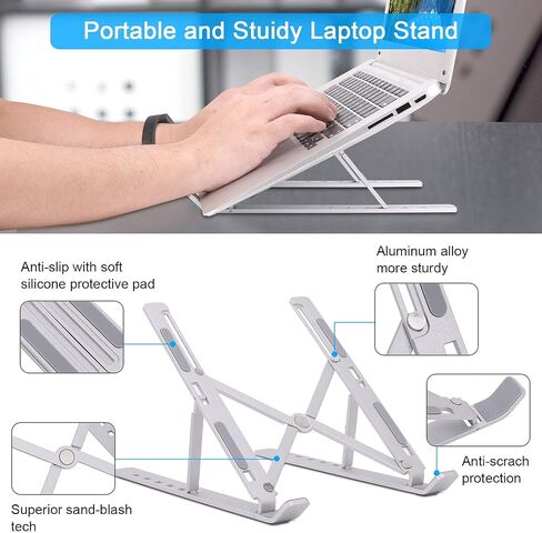 Laptop Stand, Adjustable Height Portable Laptop Riser, Ergonomic Collapsible Aluminum Alloy Laptop Stand ,Compatible with MacBook, iPad, HP, Lenovo, Dell, 10-15.6" Laptops & Tablets in Saudi Arabia