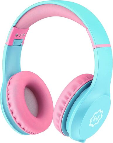 سماعات رأس WixGear للأطفال مقاس 85/94 ديسيبل، سماعات رأس فوق الأذن للفتيات والأولاد، سماعات رأس سلكية قابلة للطي للأطفال الصغار F iPad/الكمبيوتر اللوحي/السفر، أزرق فاتح وردي (ميكروفون معقوفة جديد) in Kuwait