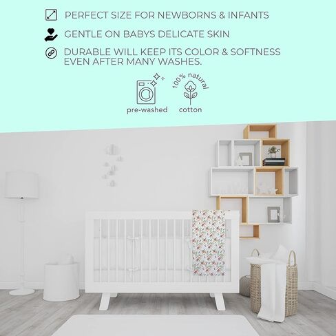 بطانيات قماط من الموسلين الحديثة للأطفال حديثي الولادة، عبوة من قطعتين من أغطية الأطفال الناعمة للفتيات الصغيرات 100% قطن، زهور الخوخ in Kuwait