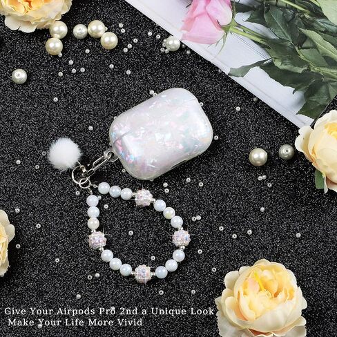 حافظة لطيفة لجهاز Airpod Pro 2 مع غطاء بناتي بحبل لؤلؤي متوافق مع AirPods Pro الجيل الثاني (2022) غلاف للنساء in Kuwait