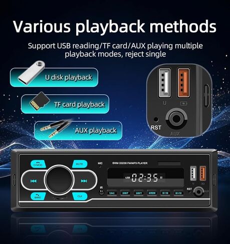 راديو سيارة أحادي الدين، ستيريو سيارة 7 بوصات، بلوتوث السيارة، راديو FM للسيارة، نظام استقبال صوت السيارة، مشغل MP3 للسيارة، تسجيل صوتي، 180 واط، شحن الهاتف، USBTFTyp-cAUX in Kuwait