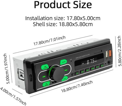 راديو سيارة أحادي الدين، ستيريو سيارة 7 بوصات، بلوتوث السيارة، راديو FM للسيارة، نظام استقبال صوت السيارة، مشغل MP3 للسيارة، تسجيل صوتي، 180 واط، شحن الهاتف، USBTFTyp-cAUX in Kuwait