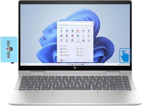 كمبيوتر محمول HP Envy x360 Home & Business 2 في 1 (Intel Core 5 120U 10-Core، ذاكرة الوصول العشوائي 8 جيجابايت، 512 جيجابايت PCIe SSD، Intel Graphics، 14.0 بوصة 60 هرتز لمس Full HD (1920x1080)، بصمة الإصبع، Win 11 Pro) مع Dockztorm مَركَز in Saudi Arabia