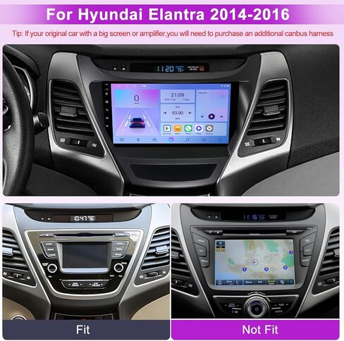 ستيريو سيارة 2+64 جيجا لسيارة Hyundai Elantra 2014-2016 مع Carplay Android Auto، راديو سيارة بشاشة تعمل باللمس 9 بوصة مع كاميرا احتياطية، بلوتوث، نظام تحديد المواقع العالمي، وصلة مرآة، راديو FM مشغل وسائط متعددة للسيارة in Kuwait