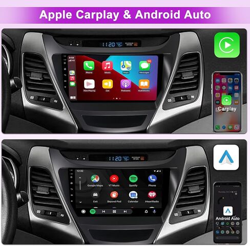 ستيريو سيارة 2+64 جيجا لسيارة Hyundai Elantra 2014-2016 مع Carplay Android Auto، راديو سيارة بشاشة تعمل باللمس 9 بوصة مع كاميرا احتياطية، بلوتوث، نظام تحديد المواقع العالمي، وصلة مرآة، راديو FM مشغل وسائط متعددة للسيارة in Kuwait