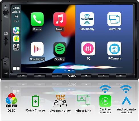 Double Din Car Stereo with Wireless CarPlay & Android Auto, 7 inch QLED CarPlay Screen for Car, SXM Ready, Quick Charge, Bluetooth Car Radio with Live Rear View, MirrorLink, USB/AUX/SWC, F7G2A7-XE-N in Saudi Arabia
