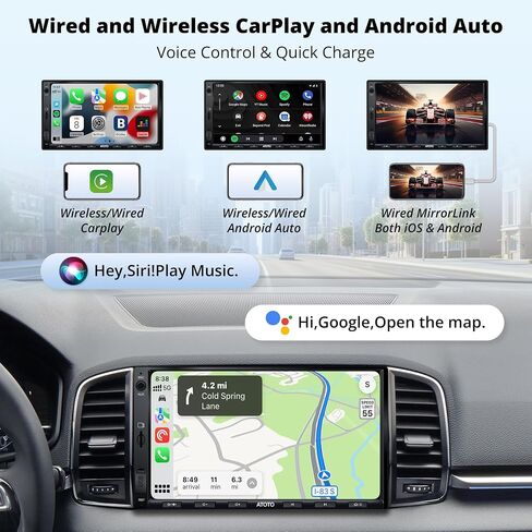 Double Din Car Stereo with Wireless CarPlay & Android Auto, 7 inch QLED CarPlay Screen for Car, SXM Ready, Quick Charge, Bluetooth Car Radio with Live Rear View, MirrorLink, USB/AUX/SWC, F7G2A7-XE-N in Saudi Arabia