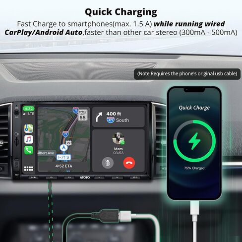 Double Din Car Stereo with Wireless CarPlay & Android Auto, 7 inch QLED CarPlay Screen for Car, SXM Ready, Quick Charge, Bluetooth Car Radio with Live Rear View, MirrorLink, USB/AUX/SWC, F7G2A7-XE-N in Saudi Arabia