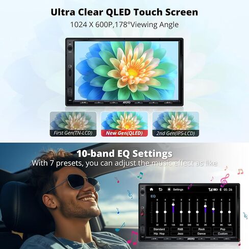 Double Din Car Stereo with Wireless CarPlay & Android Auto, 7 inch QLED CarPlay Screen for Car, SXM Ready, Quick Charge, Bluetooth Car Radio with Live Rear View, MirrorLink, USB/AUX/SWC, F7G2A7-XE-N in Saudi Arabia