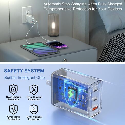 USB C Charger Block, Agtray 3-Port 65W Type C Super Fast Charging PD/PPS Wall Charger Plug Power Adapter Brick Compatible for iPad MacBook Pro Air, iPhone 15 14 13 Pro Max, Samsung Galaxy S24 S23 Tabs in Saudi Arabia