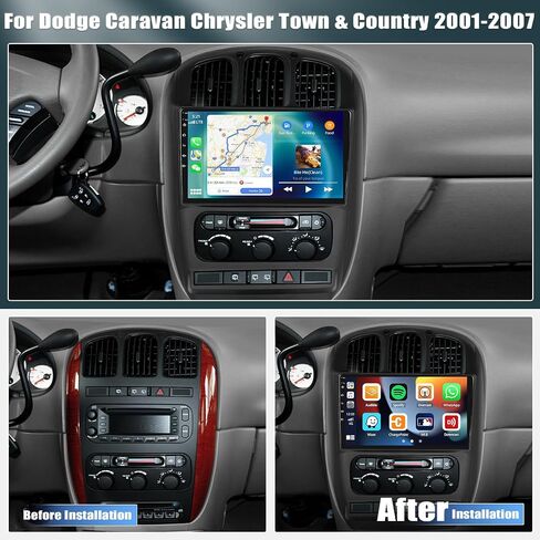 2+64G Android 13 Car Stereo for Dodge Caravan Chrysler Town&Country 2001-2007 with Wireless Carplay Android Auto,10.1'' Touchscreen Car Radio with Mirror Link WiFi/GPS Bluetooth FM/RDS SWC+Rear Camera in Saudi Arabia