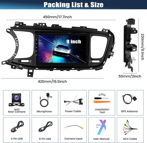 [2+64G] Android 13 Car Stereo for Kia Optima K5 2011-2015 with Wireless Apple Carplay&Android Auto,9 Inch Touch Screen Car Radio with Mirror Link Bluetooth FM/RDS WiFi GPS SWC+ Backup Camera in Saudi Arabia