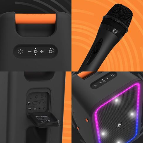 Stomp XL Bluetooth Speaker – IPX5 Waterproof Wireless Portable Speaker, with LED Lightshow & Strobe Modes, 12 Hour Battery, Multi-Link, & USB-C & USB-A Output Charging, Black in Kuwait