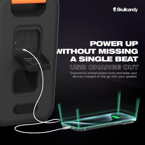 Stomp XL Bluetooth Speaker – IPX5 Waterproof Wireless Portable Speaker, with LED Lightshow & Strobe Modes, 12 Hour Battery, Multi-Link, & USB-C & USB-A Output Charging, Black in Kuwait