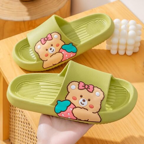 Strawberry Bear Slippers Cute Cartoon for Girls Non-slip Open Toe Summer Slippers Comfort Thick-Soled Shoes for Shower Swimming Beach Indoor and Outdoor in Saudi Arabia