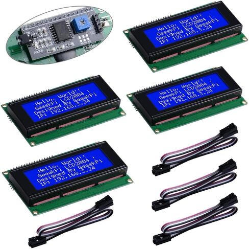 GeeekPi 4Pack IIC I2C TWI Serial LCD 2004 20x4 وحدة عرض مع محول واجهة I2C إضاءة خلفية زرقاء لـ Raspberry Pi Arduino STM32 DIY Maker Project Tinker Board الكهربائية IoT إنترنت الأشياء in Saudi Arabia