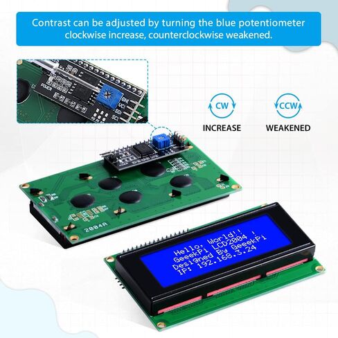 GeeekPi 4Pack IIC I2C TWI Serial LCD 2004 20x4 وحدة عرض مع محول واجهة I2C إضاءة خلفية زرقاء لـ Raspberry Pi Arduino STM32 DIY Maker Project Tinker Board الكهربائية IoT إنترنت الأشياء in Saudi Arabia