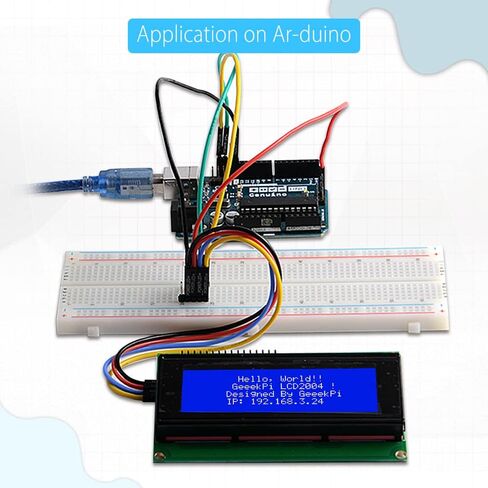GeeekPi 4Pack IIC I2C TWI Serial LCD 2004 20x4 وحدة عرض مع محول واجهة I2C إضاءة خلفية زرقاء لـ Raspberry Pi Arduino STM32 DIY Maker Project Tinker Board الكهربائية IoT إنترنت الأشياء in Saudi Arabia