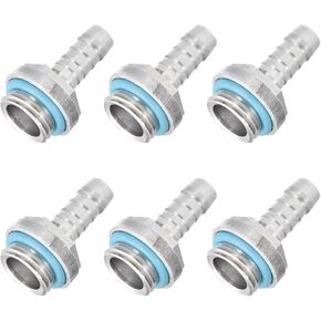 MECCANIXITY Hose Barb Fittings G1/4 x 7mm Thread Male Aluminum Pipe Fitting Adapter for Water Cooling System Pack of 6