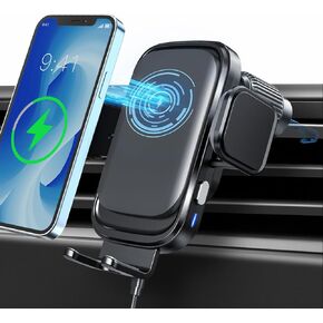 Wireless Car Charger Mount, 15W Fast Charging Auto-Clamping Car Phone Holder Charger for Air Vent, Car Wireless Charger Mount for iPhone 14Pro/13 Pro Max/12/11/Xr/8, Samsung Galaxy S23/S22/S21