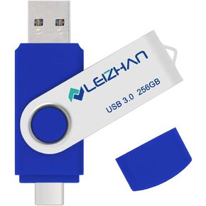 Leizhan 256GB USB Flash Drive Type C Phone Picture Stick 3.0 متوافق مع HTC 10، Huawei P20، Samsung Galaxy S10، S9، Note 9، S8، S8 Plus، أرجواني