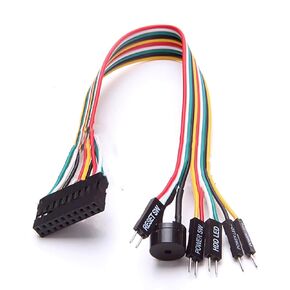 20cm Motherboard Extension Wire Jumper Line Q-Connector Reset SW, Power SW, Power LED+, Power LED-,HDD LED Five Kinds Extension Wire Compatible with ASUS, Silver