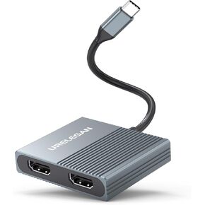 USB C to Dual HDMI Adapter 4K@60Hz for 2 Monitors, Type C to 2 HDMI Monitor Converter HDMI Splitter for Dual Monitors for MacBook Pro/Air, LenovoYoga/Thinkpad, Dell XPS