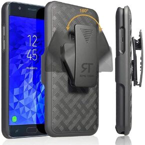 Rome Tech Holster Case with Belt Clip for Samsung Galaxy J7 / J7 V (2nd Gen) / J7 Refine / J7 Star - Slim Heavy Duty Shell Holster Combo - Phone Cover with Kickstand Compatible with Galaxy J7 - Black