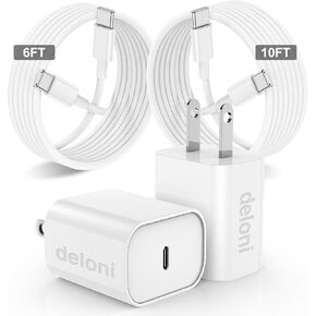 USB C Charger Fast Charging for iPad Pro for iPad Pro 12.9, 11 inch 2021/2020/2018, iPad Air 5th 10.9 inch 2022, iPad Mini 6 Generation 2021, 20W PD Charger Block with 6.6&10FT USB C to C Cable-2Pack in Kuwait