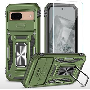SunStory for Google Pixel 8A Case with HD Screen Protector & Slide Camera Cover & Kickstand, [Not for Pixel 7A/7 Pro Phone], Google 8A Case [Military Grade] for Google Pixel 8A (Black)
