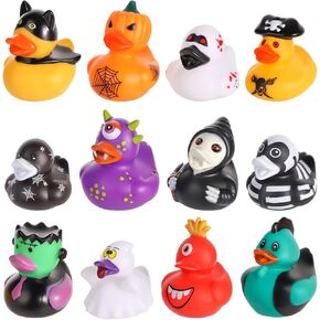 12pcs Halloween Rubber Ducks, Rubber Duck Toy Funny Halloween Themed Rubber Ducks Colorful Cute Duck Bath Toy for Kids Halloween Birthday Party Decoration