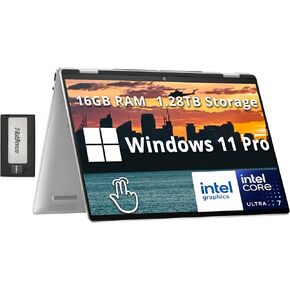 HP Envy x360 2-in-1 16" WUXGA Touchscreen Laptop, Intel Ultra 7 155U, 16GB LPDDR5, 1.28TB Storage(1TB SSD+288GB Docking Station Set), Backlit Keyboard, 5MP IR Camera, Wi-Fi 6E, Win 11 Pro, Silver