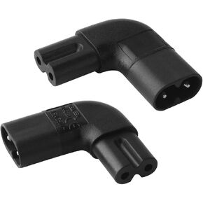 IEC320 C7 to C8 Right Angle AC Adapter, IEC 320 C7-C8 90 Degree Vertical Left Right Angle Power Adapter, Figure 8 Male to Female Angle AC Converter,