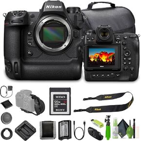 Nikon Z9 Flagship Professional Full-Frame Stills/Video FX-Format Mirrorless Camera + Memory Card Wallet + 120GB G XQD Memory Card + Card Reader + 3 Piece Filter Kit + Flex Tripod + More (Renewed)