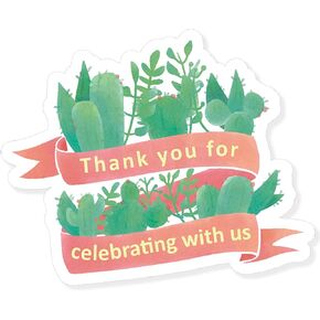Cute Cactus Floral Thank You for Celebrating Stickers,Baby Shower Thank You Stickers,Cactus Birthday Party Theme Party Supplies Labels Sticker for Baby Shower 2.4 Inch (80 PCS)