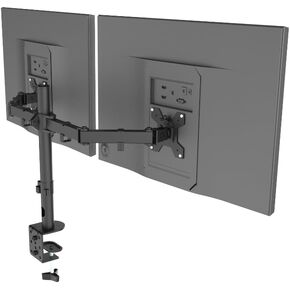 Double Arm Monitor Stand: Height Adjustable for Screens from 13 to 27", 8 kg capacity per arm, Black