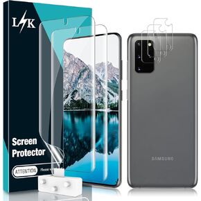 [2+3 Pack] LϟK Designed for Samsung Galaxy S20 2 Pack Screen Protector & 3 Pack Camera Lens Protector, Alignment Frame High Definition Clear Flexible TPU Film
