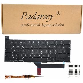 Padarsey Replacement Spanish ESPAÑOL Teclado Keyboard Compatible with MacBook Pro 16 inch with Touch Bar A2141 Released 2019 Spanish Layout +Keyboard Screws+Screwdriver