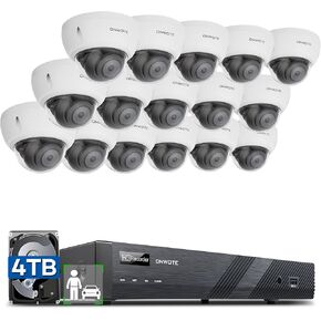 ONWOTE 4K 16 Channel NVR PoE Security Camera System 4TB HDD, IK10 Vandal Proof, 16x 4K 8MP Outdoor Commercial Wired IP Cameras 128° FOV, AI Human Vehicle Detection, CCTV Surveillance for Businesses
