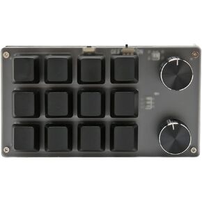 EBTOOLS Mini Keypad, Knob Design Red Switch One Handed Mechanical Programmable Keypad, Wires USB BT Dual Mode, for Win, for Vista, for Linux, for OS X (12 Keys with 2 Knobs)