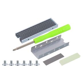 uxcell 1 Pack M.2 2280 NVME SSD Heatsink مع قاعدة بالوعة الحرارة، وسادات حرارية من السيليكون، مفك براغي، 74x22x6 مم، فضي