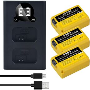 Batmax 3Packs 1550mAh NP-FW50 Battery + Rapid LCD USB-C Charger for Sony ZV-E10 Alpha 6300 6500 a7s, a7, a7s ii, a7s, a5100, a5000, a7r, a7 ii NEX-7 DSC-RX10 DSC-RX10 II III 7SM2 Cameras