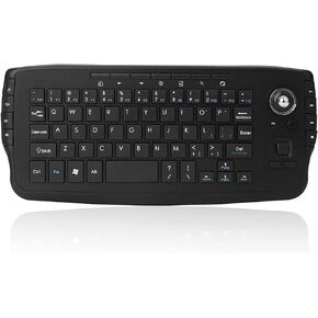 E30 2.4GHz Wireless Keyboard with Trackball Mouse Scroll Wheel Remote Control for Android TV BOX Smart TV PC Notebook Black