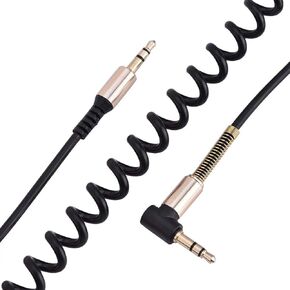 Socobeta Audio Cable 3.5mm Male to Male Spring Aux Cable L-Shaped & I-Shaped Retractable Cord for Car Audio Earphone