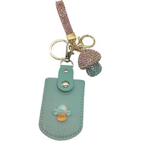Flash Drive Case USB Storage Case USB Flash Drive Cute Keychain, Mushroom Keychain & Flash Drive Case,Brilliant diamond color sparkle keychain (Blue)