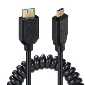 MOTONG 8K Micro HDMI to MINI HDMI Cable 2.1, Coiled Gold-Plated 48Gbps MINI HDMI Type C to Micro HDMI Type D Male to Male Cable Cord, Support Dynamic HDR for Cameras Camcorder(C to D, 1.2M)